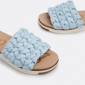 Ainslie Braided Slide Sandals. Light Blue Nappa Size 9